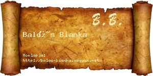 Balás Bianka névjegykártya